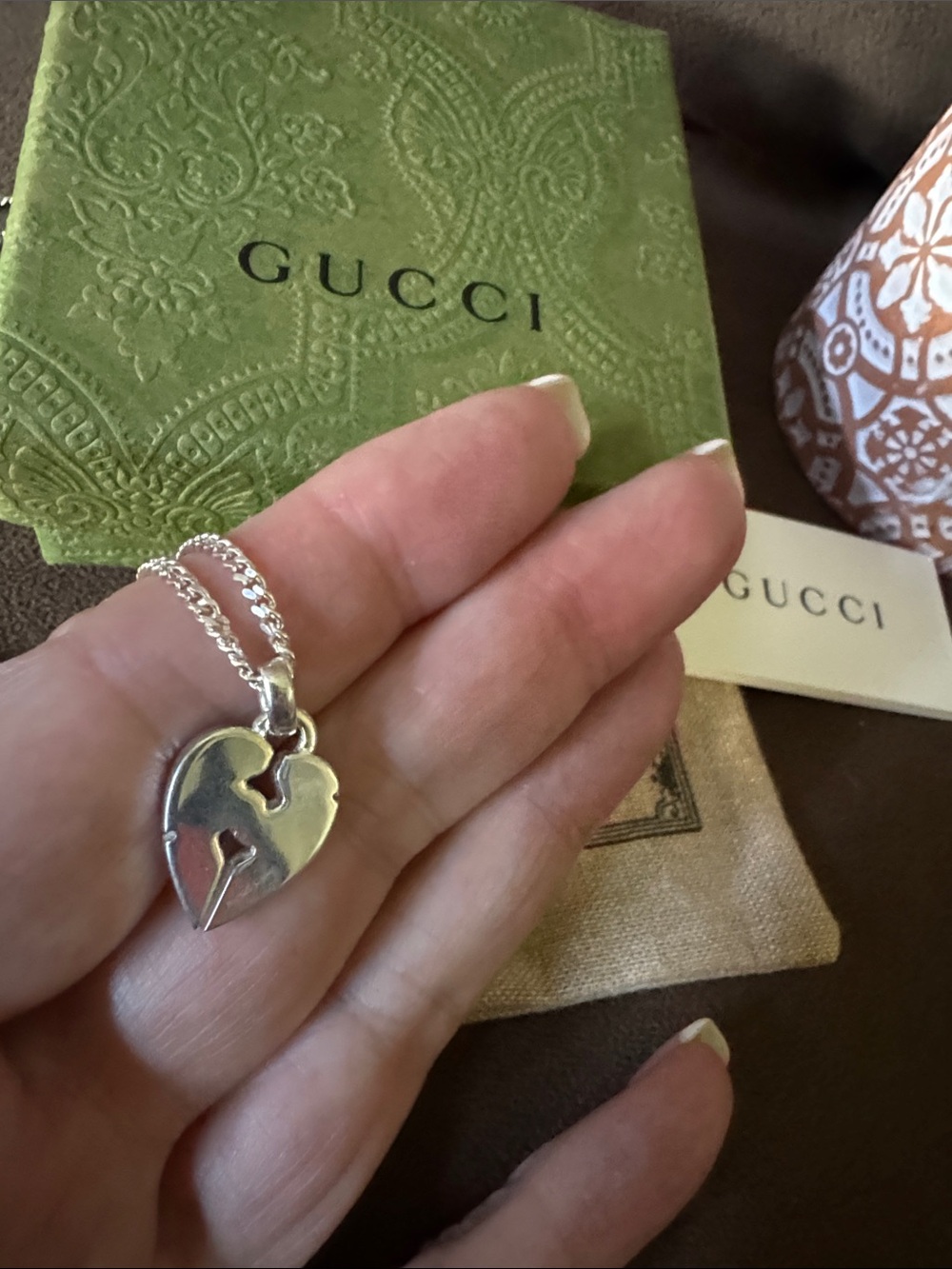 ❤️Gucci Sterling Silver Heart Pendant Necklace PRICE DROP TODAY Box Dustbag Good - Picture 4 of 6